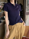 Plain casual POLO collar Short Sleeve Knits