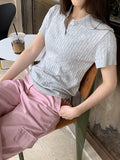 Plain casual POLO collar Short Sleeve Knits