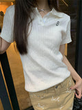 Plain casual POLO collar Short Sleeve Knits