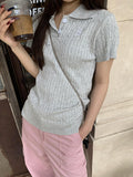 Plain casual POLO collar Short Sleeve Knits