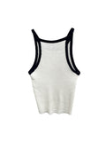 Contrast color stitching Crewneck knitted Tank Top