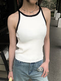 Contrast color stitching Crewneck knitted Tank Top