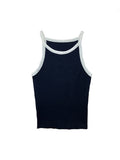 Contrast color stitching Crewneck knitted Tank Top