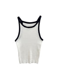 Contrast color stitching Crewneck knitted Tank Top