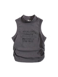 Vintage Collared Letters Graffiti Print Tank Top