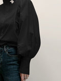 Plain Lantern Sleeve Loose Long Sleeves Shirts