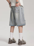 Short en denim ample délavé vintage pour hommes