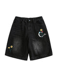 Men's Embroidered Loose Denim Shorts