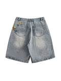 Short en denim ample brodé pour hommes