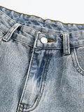 Short en denim ample brodé pour hommes