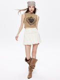 Retro Distressed Heart Shaped Print Tank Top