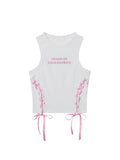 Colorful Drawstring Lettering Embroidery Tank Top