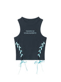 Colorful Drawstring Lettering Embroidery Tank Top