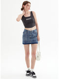 Letter Embroidery Short Style Navel Bare Tank Top