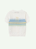 Cutout Crewneck Knitted Short Sleeve Knits