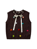 Retro Ribbon Bow Knitted Tank Top