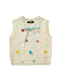 Retro Ribbon Bow Knitted Tank Top