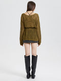 Plain V Neck Hollow Loose Long Sleeve Knits