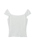 Lace Splicing Bow Slim Fit Short Sleeve Knits