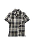 Preppy Style Plaid Slim Short Sleeves Shirts