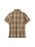 Preppy Style Plaid Slim Short Sleeves Shirts