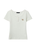 Letter Embroidery Simple Short Sleeve Knits