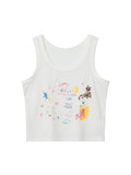 Kurzes Tanktop mit Cartoon-Graffiti-Print