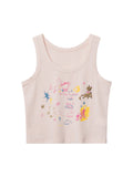 Kurzes Tanktop mit Cartoon-Graffiti-Print