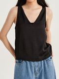 V Neck Sleeveless Solid Color Tank Top