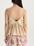 Plain V Neck Pleated Short Cami Top