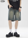 Men's Vintage Washed Loose Denim Shorts