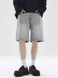 Men's Retro Loose Straight Gray Denim Shorts