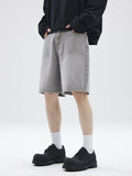 Men's Retro Loose Straight Gray Denim Shorts