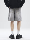 Men's Retro Loose Straight Gray Denim Shorts