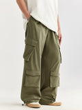 Pantalon cargo ample uni multi-poches pour hommes