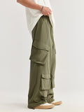 Pantalon cargo ample uni multi-poches pour hommes