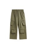 Pantalon cargo ample uni multi-poches pour hommes