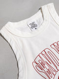 Vintage Washed Letter Print White Tank Top