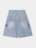 Men's Washed Denim Loose Big Pocket Shorts