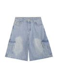 Men's Washed Denim Loose Big Pocket Shorts