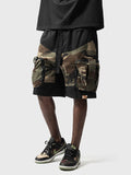 Men's Camouflage Contrast Color Splicing Loose Shorts