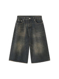 Men's Vintage Washed Denim Loose Shorts