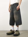 Men's Vintage Washed Denim Loose Shorts