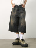 Men's Vintage Washed Denim Loose Shorts