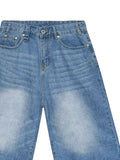 Short ample en denim délavé vintage pour hommes