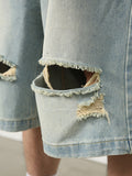 Men's Washed Distressed Denim Shorts