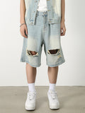 Men's Washed Distressed Denim Shorts