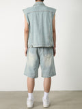 Men's Washed Distressed Denim Shorts