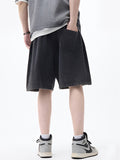 Men's Plain Washed and Distressed Loose Shorts