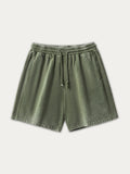 Men's Plain Washed and Distressed Loose Shorts